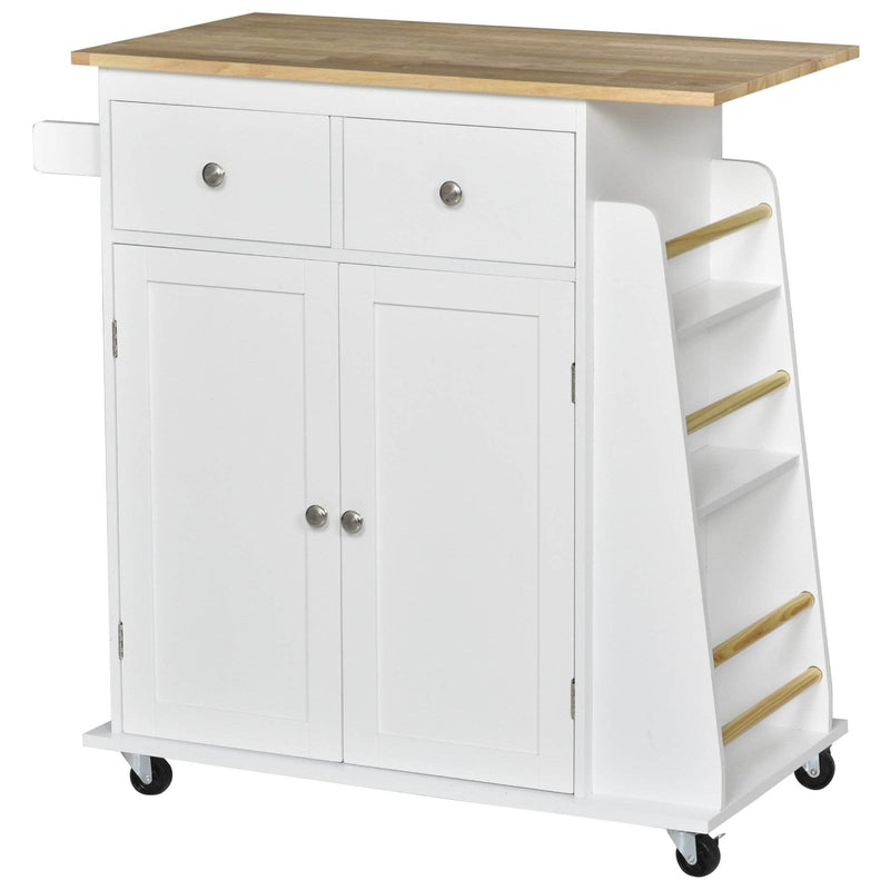 Pending - Aosom Storage Cart Kitchen Island Utility Storage Cart with Rubber Wood Top 3-Tier Spice Rack - White