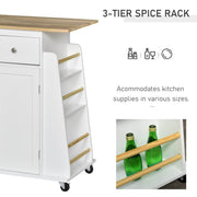 Pending - Aosom Storage Cart Kitchen Island Utility Storage Cart with Rubber Wood Top 3-Tier Spice Rack - White