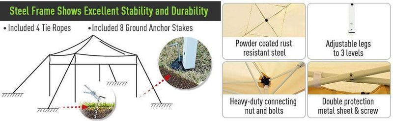 Pending - Aosom Tent Easy Pop Up Canopy Tent with Mesh Side Walls, 10-Feet x 10-Feet - Tan