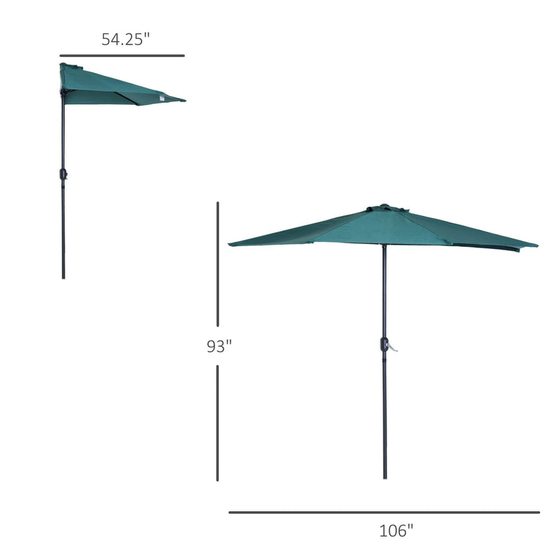 Pending - Aosom Umbrella 9ft Half Round Umbrella Patio Sunshield Aluminum W/ 5 Ribs (No Base) - Available in 2 Colours