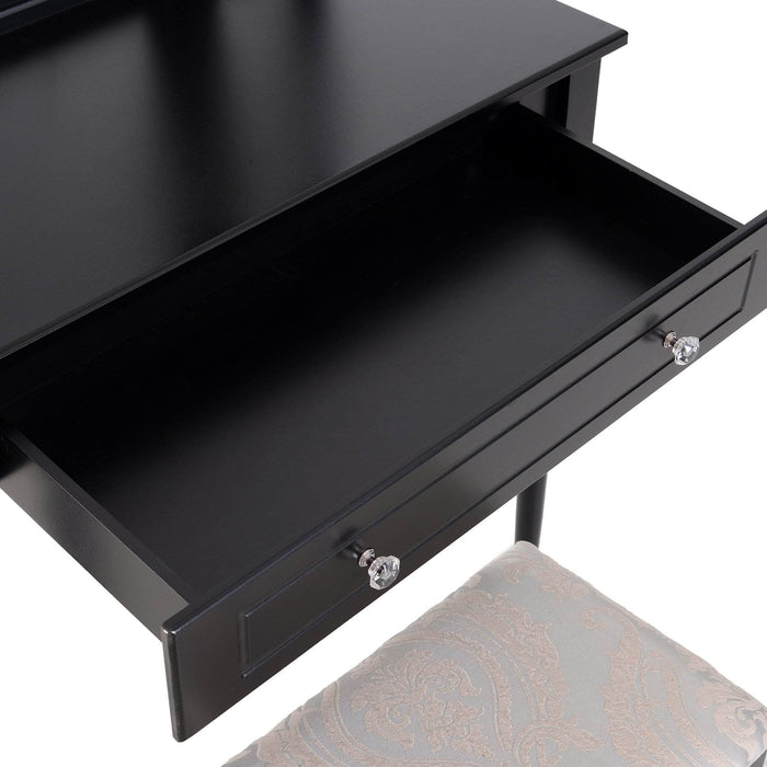 Pending - Aosom Wood Dressing Vanity Makeup Table with Stool Tri-Mirror 2 Drawers - Available in 2 Colours