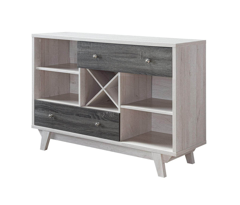 Pending - Brassex Inc. Buffet Multi-Tier Buffett / Server With Storage in White Oak & Grey