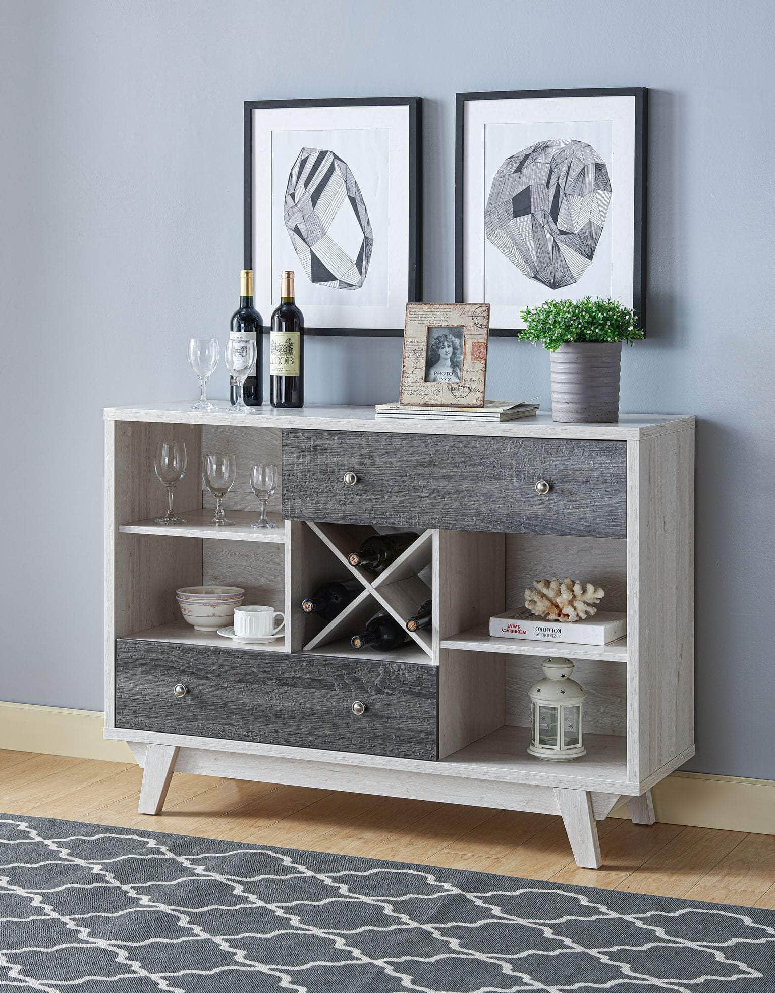 Server Buffett Brassex Inc. Multi-Tier Buffett Server with 2 Storage Drawers and 4 ...