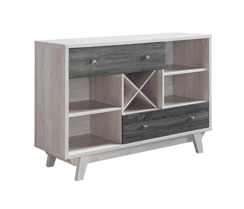 Pending - Brassex Inc. Buffet Multi-Tier Buffett / Server With Storage in White Oak & Grey