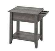 Pending - Brassex Inc. End Table Grey Telephone Stand With Storage Drawer And Cupholders - Available in 2 Colours