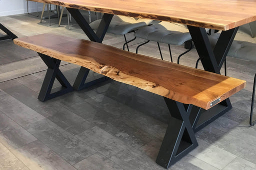 Corcoran Bench 67" Live Edge Bench with Black  X Legs - Available with 3 Wood Types