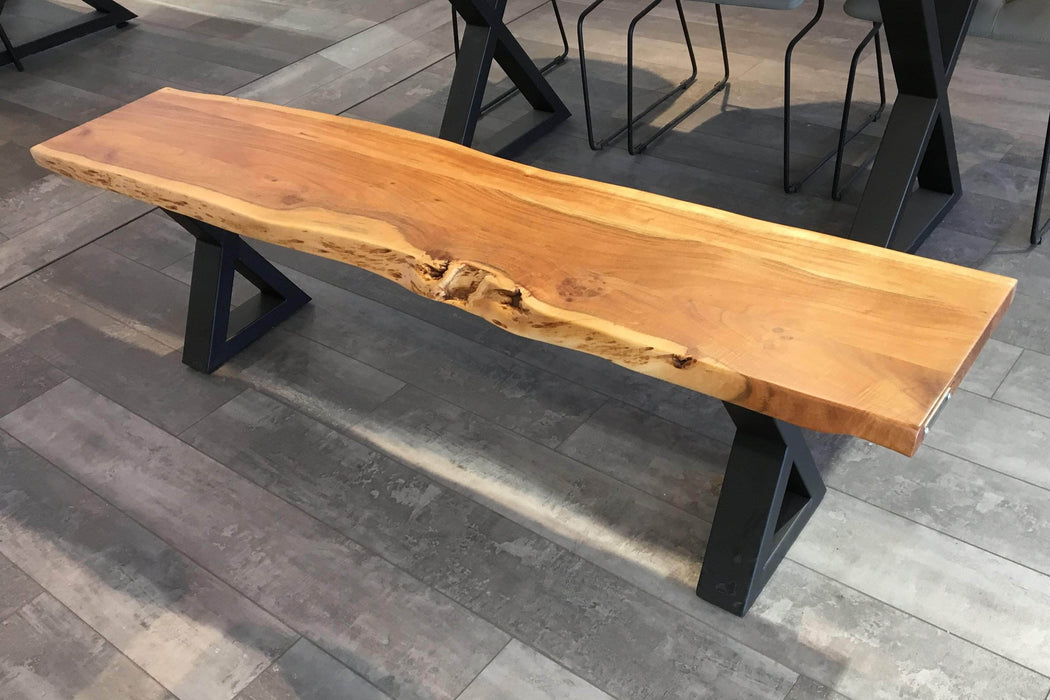  Corcoran Bench 67" Live Edge Bench with Black  X Legs - Available with 3 Wood Types