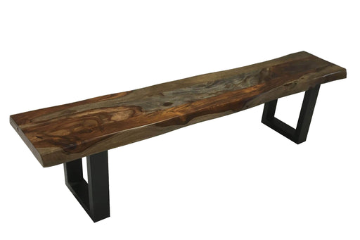 Pending - Corcoran Bench Black U Legs Live Edge Grey Sheesham Bench L 84" - Available with 6 Leg Styles