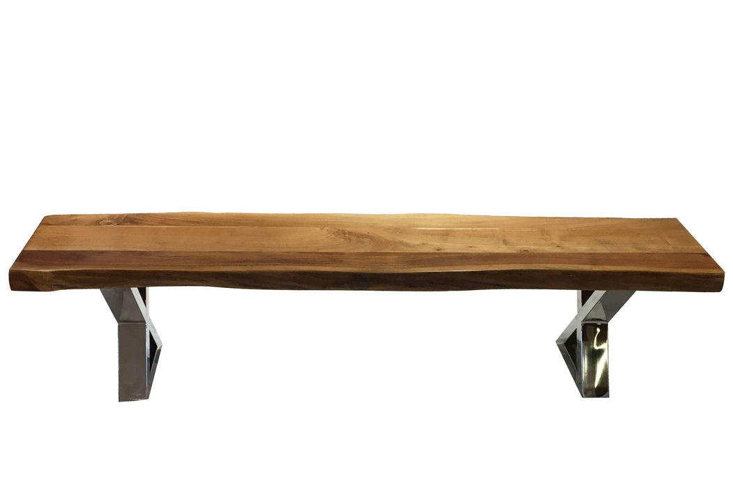 Corcoran Bench Live Edge Acacia Bench L 72" with Stainless X Legs