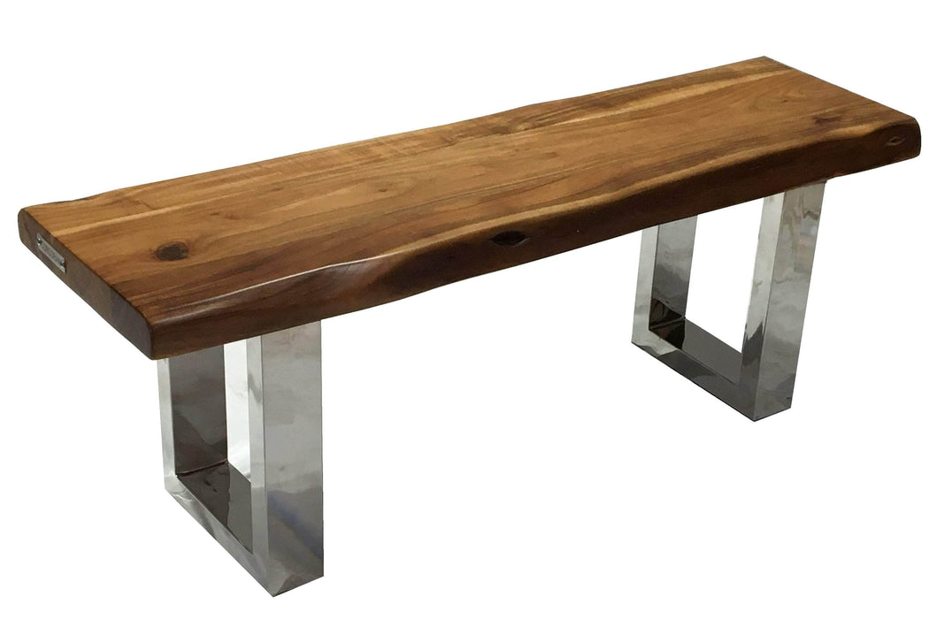Pending - Corcoran Bench Stainless U Legs ZZZZX No Pics - Live Edge Acacia Bench L 48" - Available with 6 Leg Styles