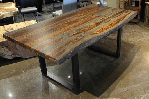 Corcoran Table 72" Live Edge Grey Sheesham Dining Table - Available with 6 Leg Styles