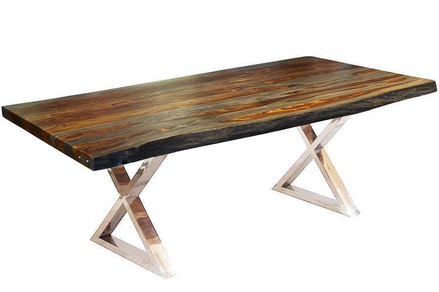 Corcoran Table 72" Live Edge Grey Sheesham Table - Available with 6 Leg Styles