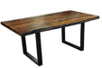  Corcoran Table Black U Legs 72" Live Edge Grey Sheesham Table - Available with 6 Leg Styles
