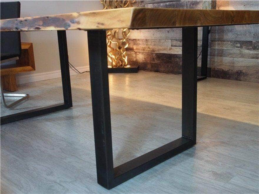  Corcoran Table Black U Legs 72" Live Edge  Sheesham Table - Available with 6 Leg Styles