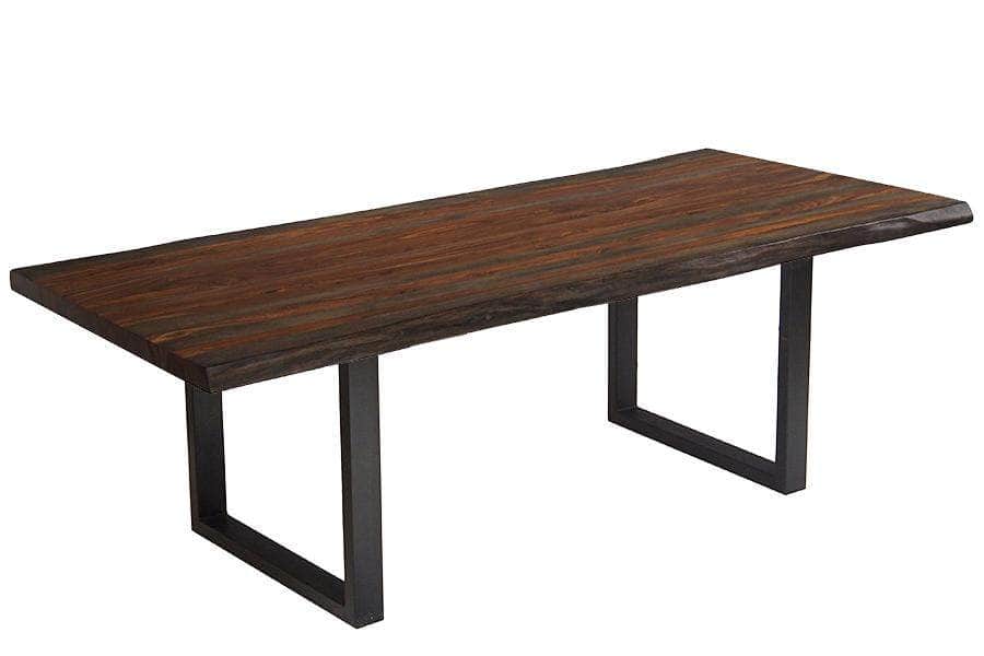  Corcoran Table Black U Legs 84" Live Edge Grey Sheesham Table - Available with 8 Leg Styles