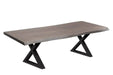  Corcoran Table Black X Legs 84" Live Edge Grey Acacia Table - Available with 8 Leg Styles
