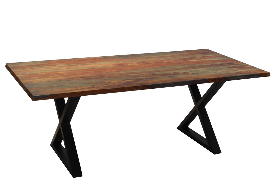  Corcoran Table Black X Legs Grey Sheesham 80'' Dining Table - Available with 4 Leg Styles