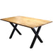  Corcoran Table Black X Legs Straight Edge Acacia Table L 67'' with Black X Legs