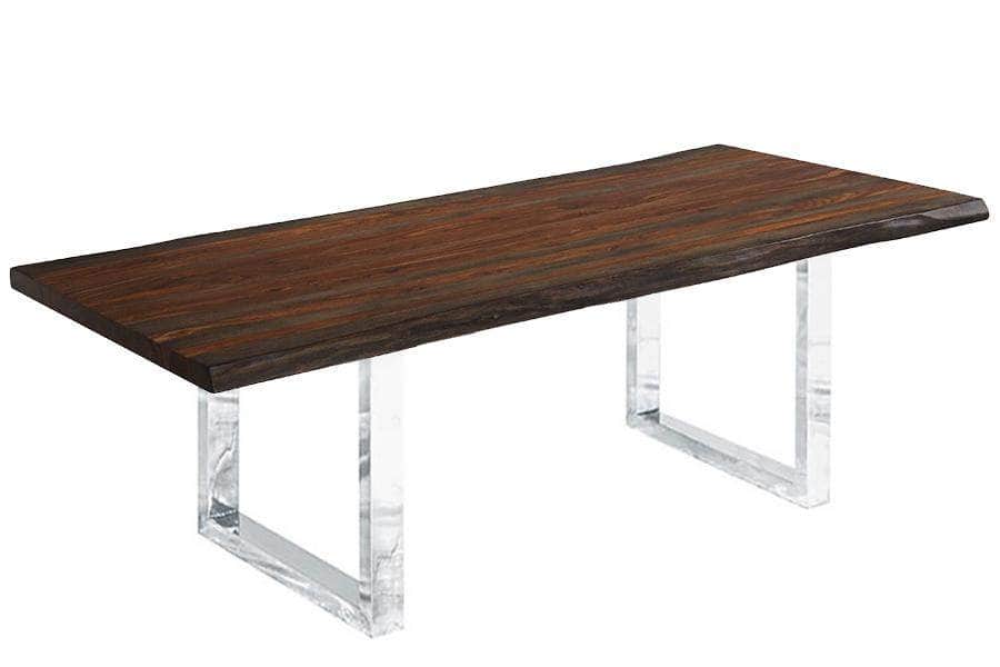  Corcoran Table Stainless U Legs 84" Live Edge Grey Sheesham Table - Available with 8 Leg Styles