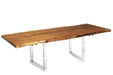  Corcoran Table Stainless U Legs Extendable Live Edge Acacia Table L 64" (96") - Available with 6 Leg Styles