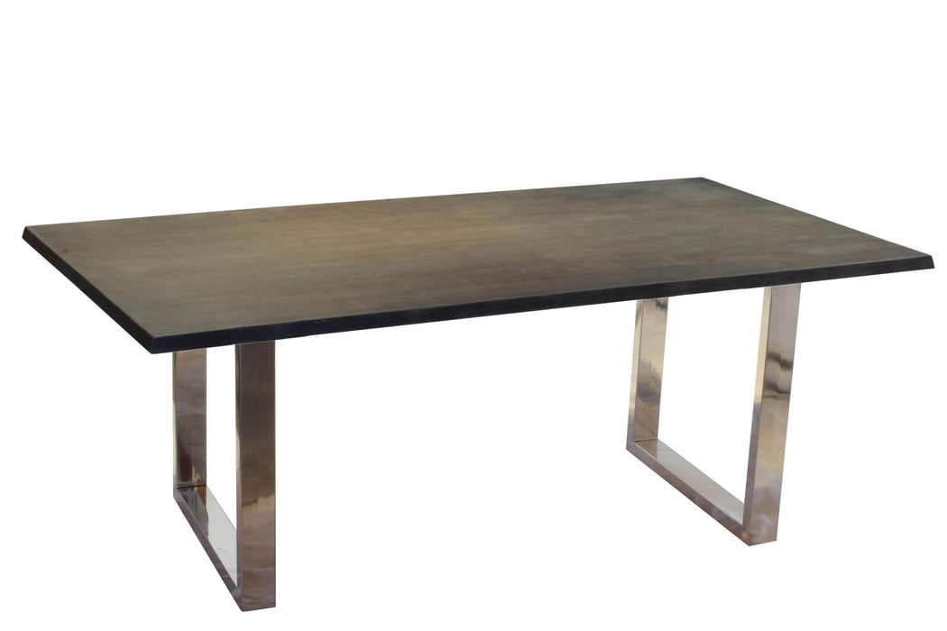  Corcoran Table Stainless U Legs Grey Acacia 80'' Dining Table - Available with 4 Leg Styles