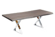 Corcoran Table Stainless X Legs 84" Live Edge Grey Acacia Table - Available with 8 Leg Styles