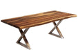 Corcoran Table Stainless X Legs 84" Live Edge Sheesham Table - Available with 8 Leg Styles