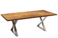  Corcoran Table Stainless X Legs Acacia 80'' Dining Table - Available with 4 Leg Styles