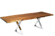  Corcoran Table Stainless X Legs Extendable Live Edge Acacia Table L 64" (96") - Available with 6 Leg Styles