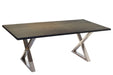  Corcoran Table Stainless X Legs Grey Acacia 80'' Dining Table - Available with 4 Leg Styles