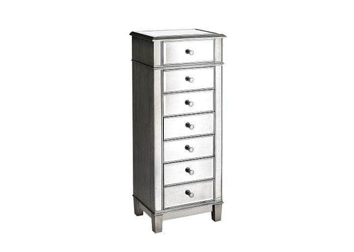 Danielle Collection 7 Drawer Mirrored Lingerie Chest - Silver