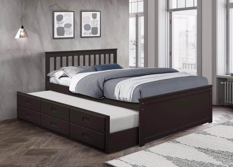 Pending - IFDC Espresso Twin Size Platform Capatin's Bed with Twin Size Trundle - Available in 3 Colours