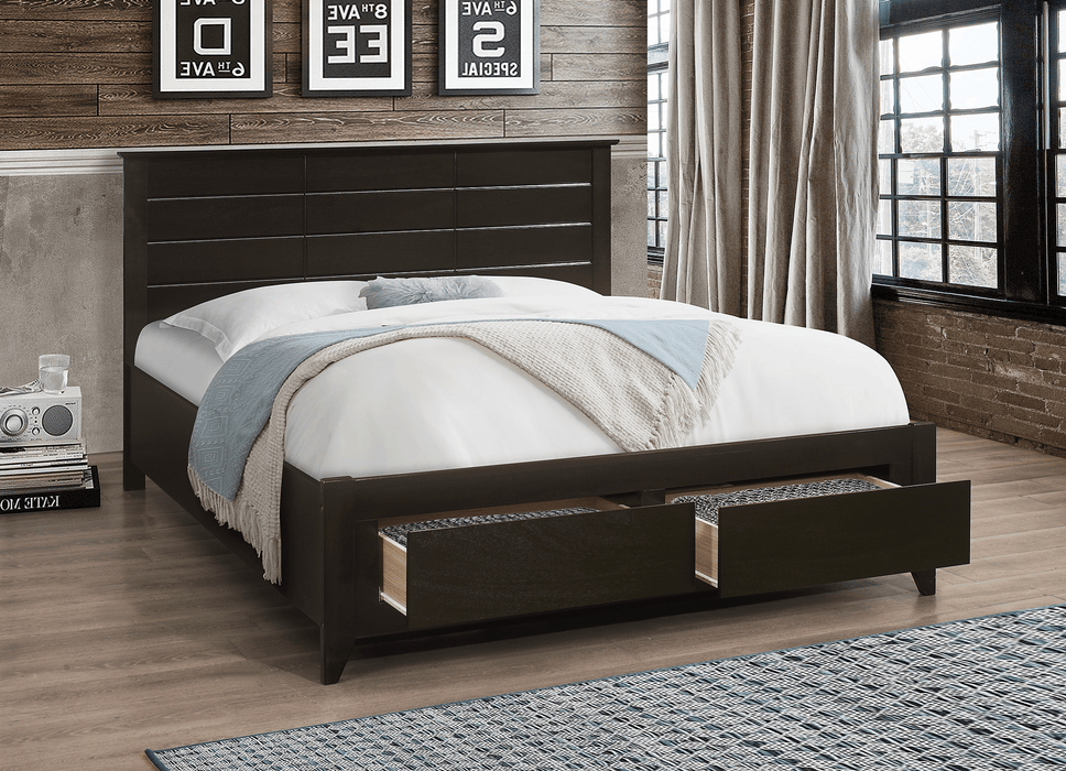 Pending - IFDC Espresso Wood Storage Platform Bed - Available in 3 Sizes