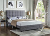 Pending - IFDC Fabric Platform Storage Bed with Square Tufted Headboard - Available in 2 Sizes