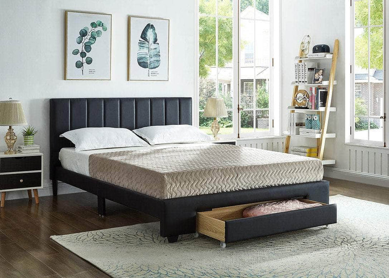 Pending - IFDC Faux Leather Platform Storage Bed - Available in 2 Sizes and 3 Colours