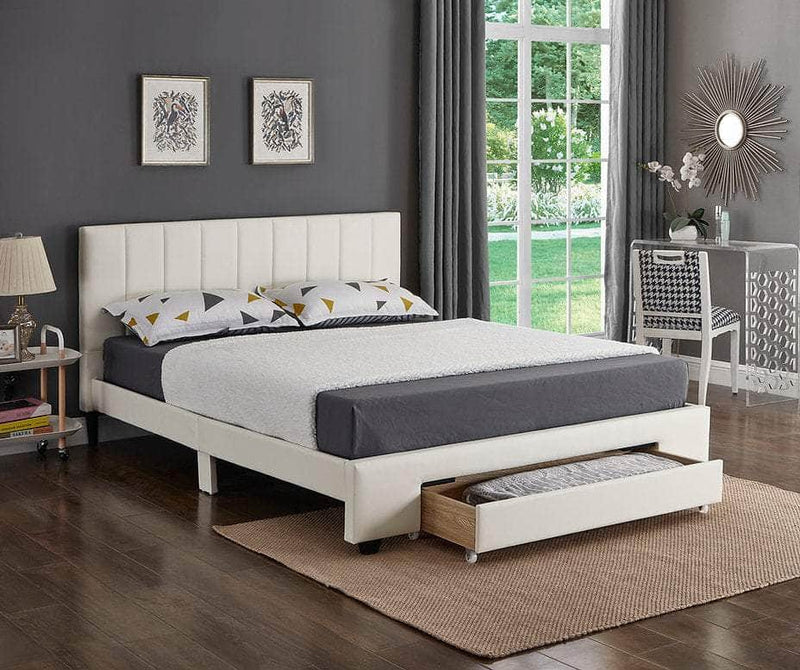 Pending - IFDC Faux Leather Platform Storage Bed - Available in 2 Sizes and 3 Colours