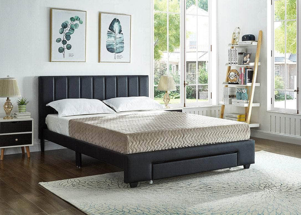 Pending - IFDC Full / Black Faux Leather Platform Storage Bed - Available in 2 Sizes and 3 Colours