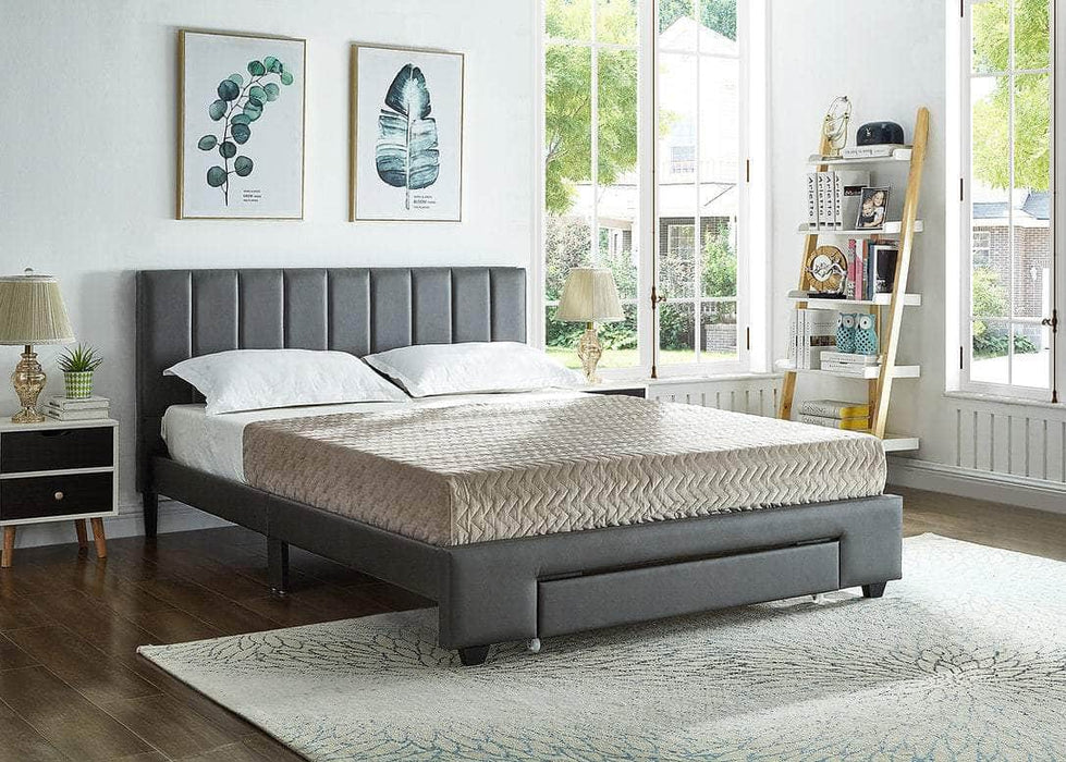 Pending - IFDC Full / Grey Faux Leather Platform Storage Bed - Available in 2 Sizes and 3 Colours