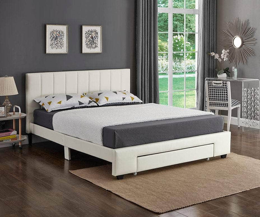 Pending - IFDC Full / White Faux Leather Platform Storage Bed - Available in 2 Sizes and 3 Colours