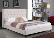Pending - IFDC Linen Bed with Nailhead and Tufted Accents - Available in 3 Sizes and 3 Colours