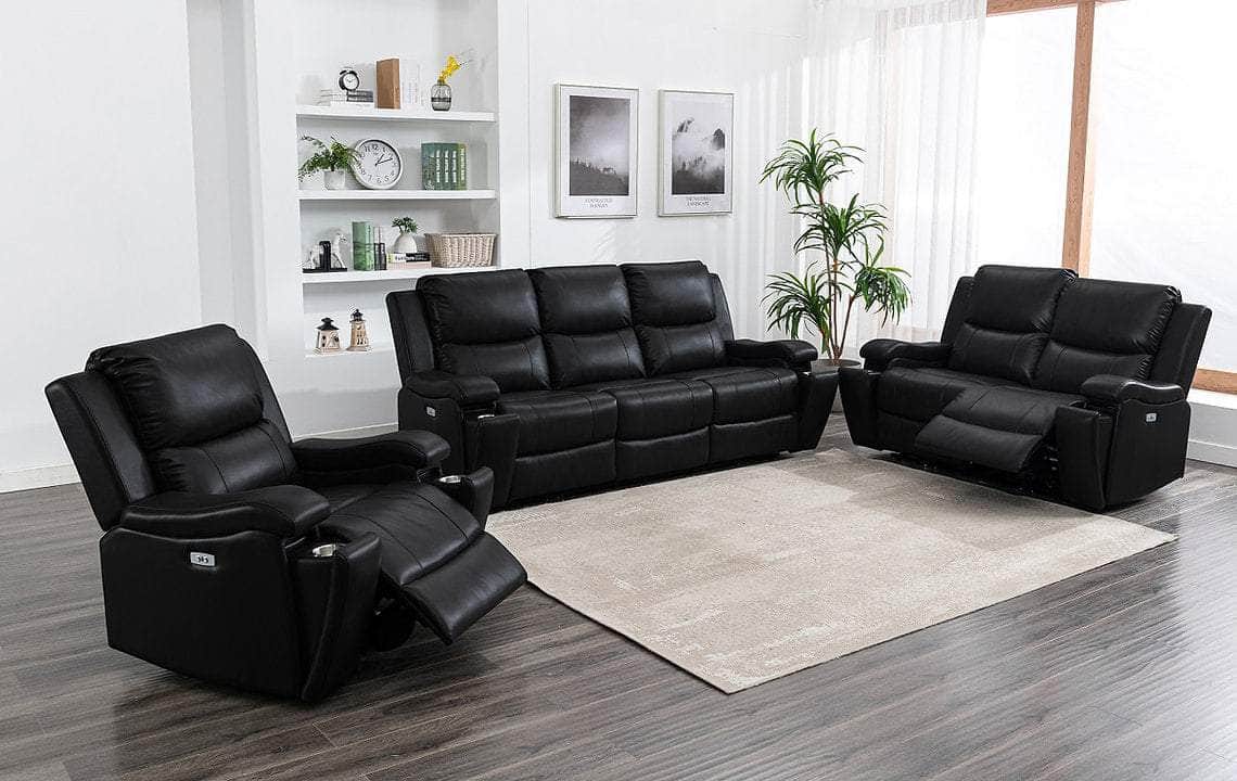 True Contemporary Mississauga Black Leather Gel Power Recliner