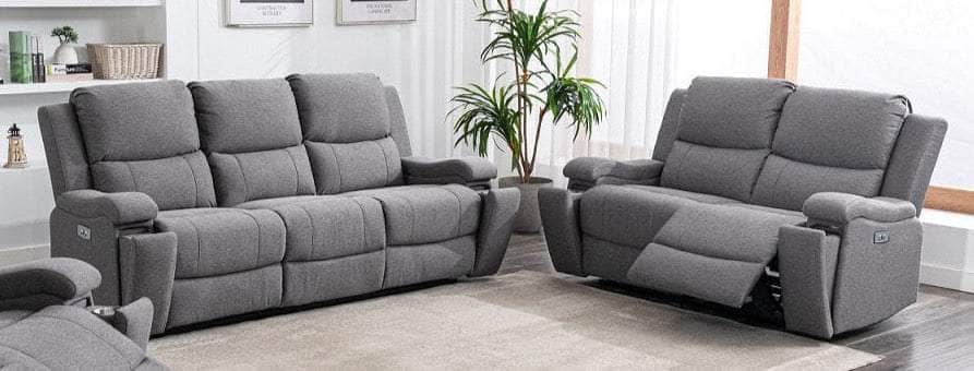 Pending - IFDC Sofa Set Mississauga Grey Fabric Power Recliner Living Room Collection