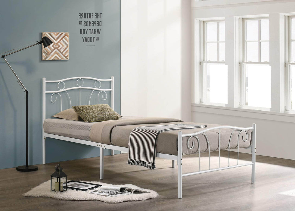 Pending - IFDC Twin / White Metal Platform Bed - Available in 2 Colours and Sizes