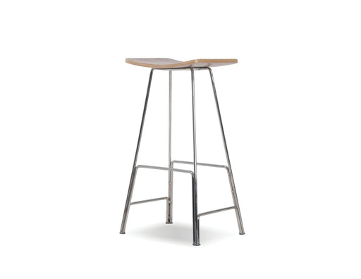 Mobital Sitges Bar Stool with American Walnut Veneer Seat and Polished Stainless Steel