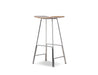 Mobital Sitges Bar Stool with American Walnut Veneer Seat and Polished Stainless Steel