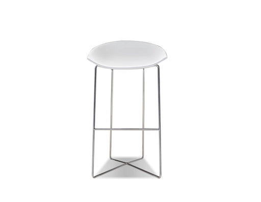  Mobital Bar Stool White Paraiso Bar Stool White Solid Surface With Polished Stainless Steel Set Of 2
