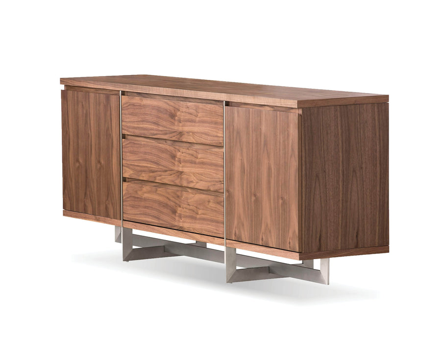  Mobital Buffet Natural Walnut Remi Buffet With Brushed Stainless Steel - Available in 2 Colours