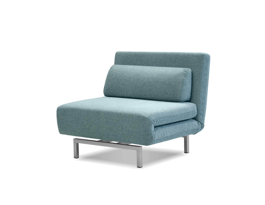 Mobital Chair-Bed Peacock Tweed Iso Single Sleeper Swivel Chair-Bed With Silver Powder Coated Steel - Available in 4 Colours
