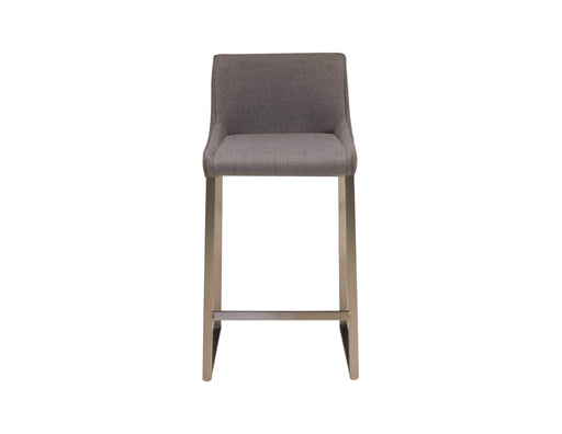 Mobital Bennett Counter Stool In Light Grey Fabric With Brushed Stainless Steel