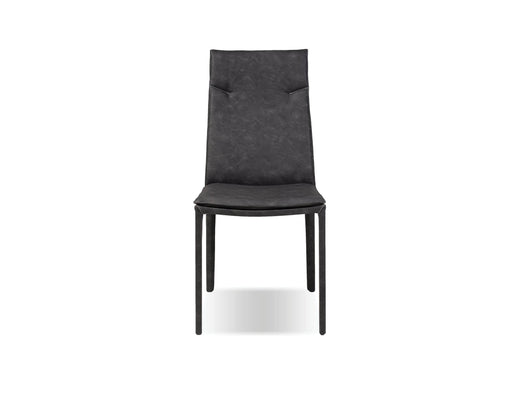 Mobital Harris Dining Chair in Grey Full Leatherette Wrap with White Stitching (Set of 2)